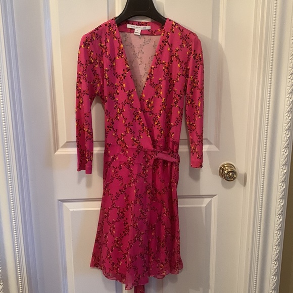 DVF Floral Wrap Dress with Flounce Skirt - Picture 3 of 8
